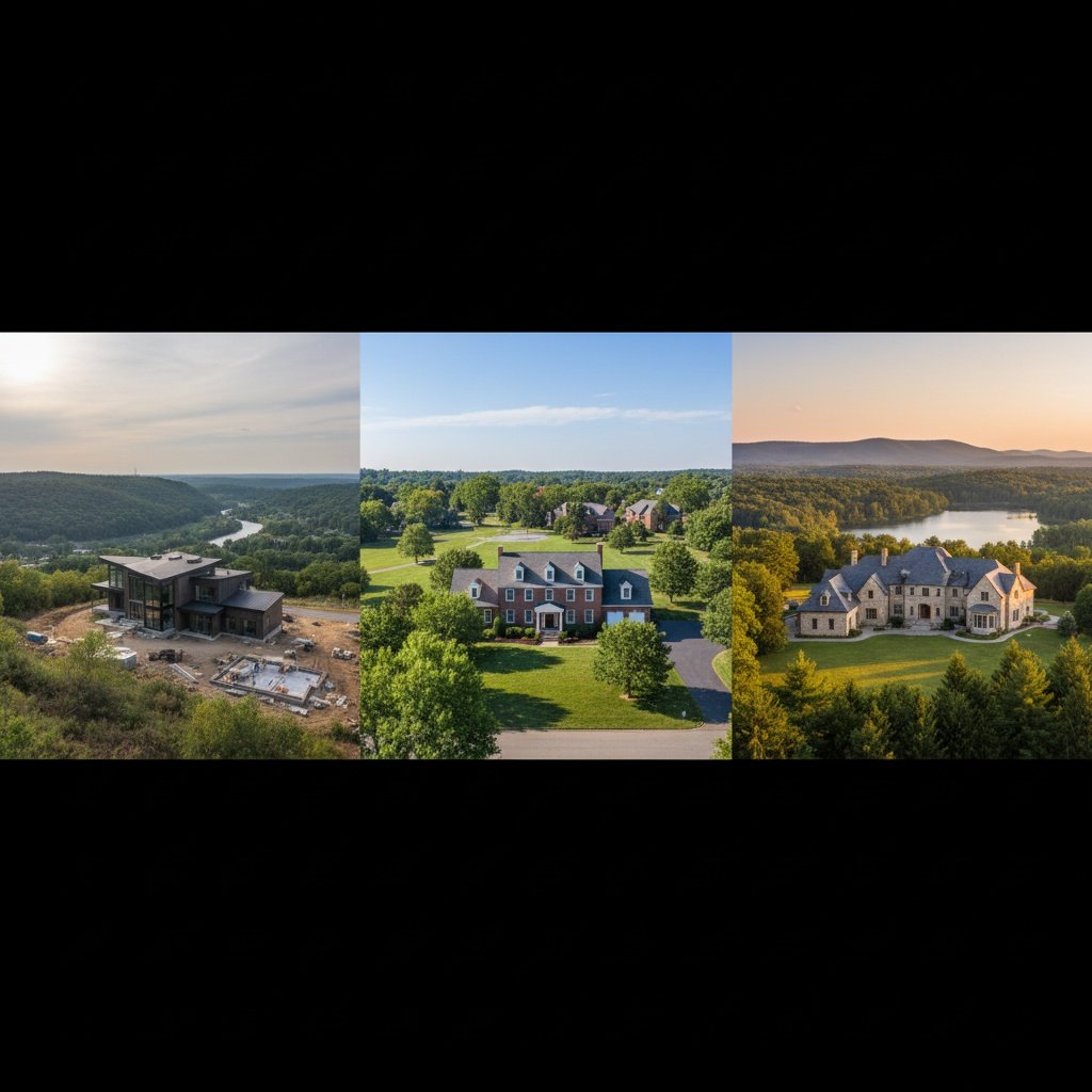 Pennsylvania residential lot prepared for new home construction with surveying stakes