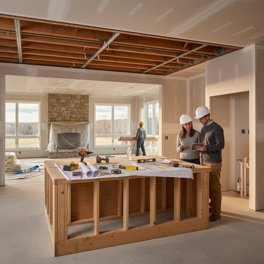 modern kitchen remodel with white cabinets and granite countertops in Harford County home