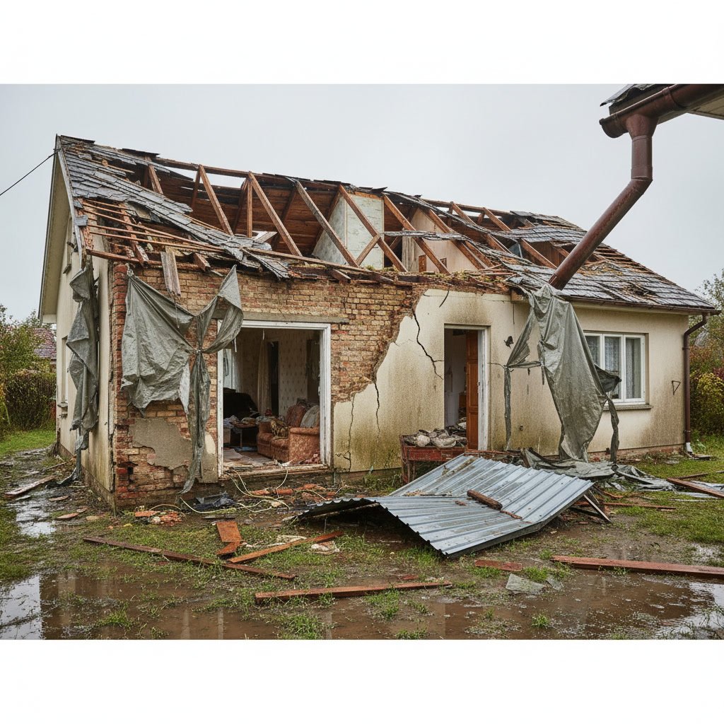 Construction professionals assessing residential property for renovation project