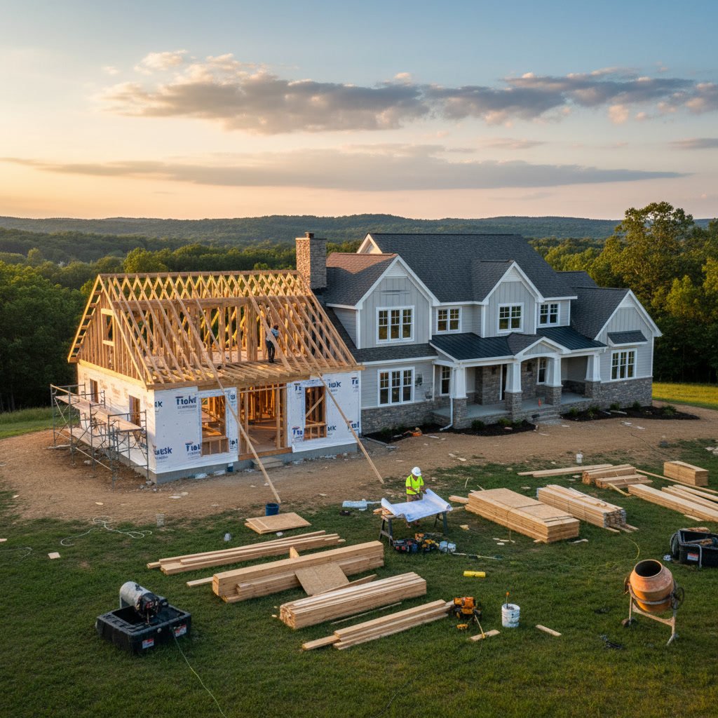 Modern Delaware home with new addition under construction